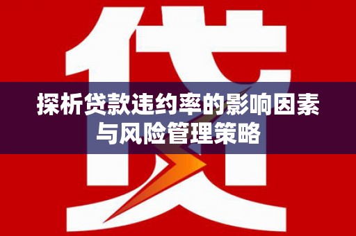 杨浦探析贷款违约率的影响因素与风险管理策略