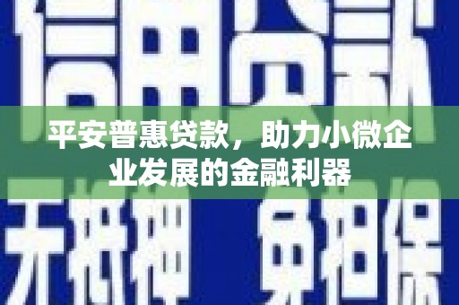 杨浦平安普惠贷款，助力小微企业发展的金融利器