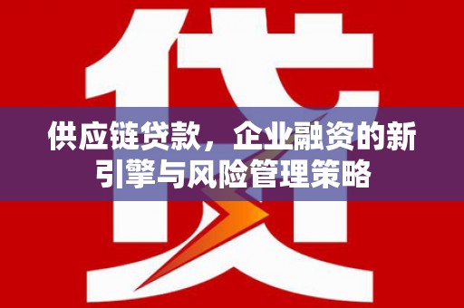 杨浦供应链贷款，企业融资的新引擎与风险管理策略